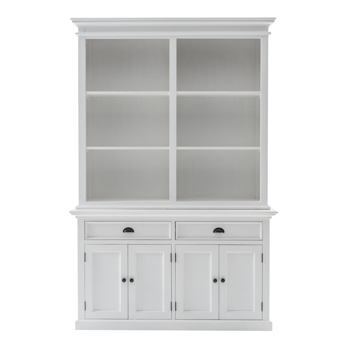 NovaSolo Halifax 57" Classic White Mahogany Hutch Cabinet With 4 Doors & 6 Shelves