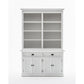 NovaSolo Halifax 57" Classic White Mahogany Hutch Cabinet With 4 Doors & 8 Shelves