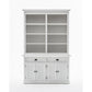 NovaSolo Halifax 57" Classic White Mahogany Hutch Cabinet With 4 Doors & 8 Shelves