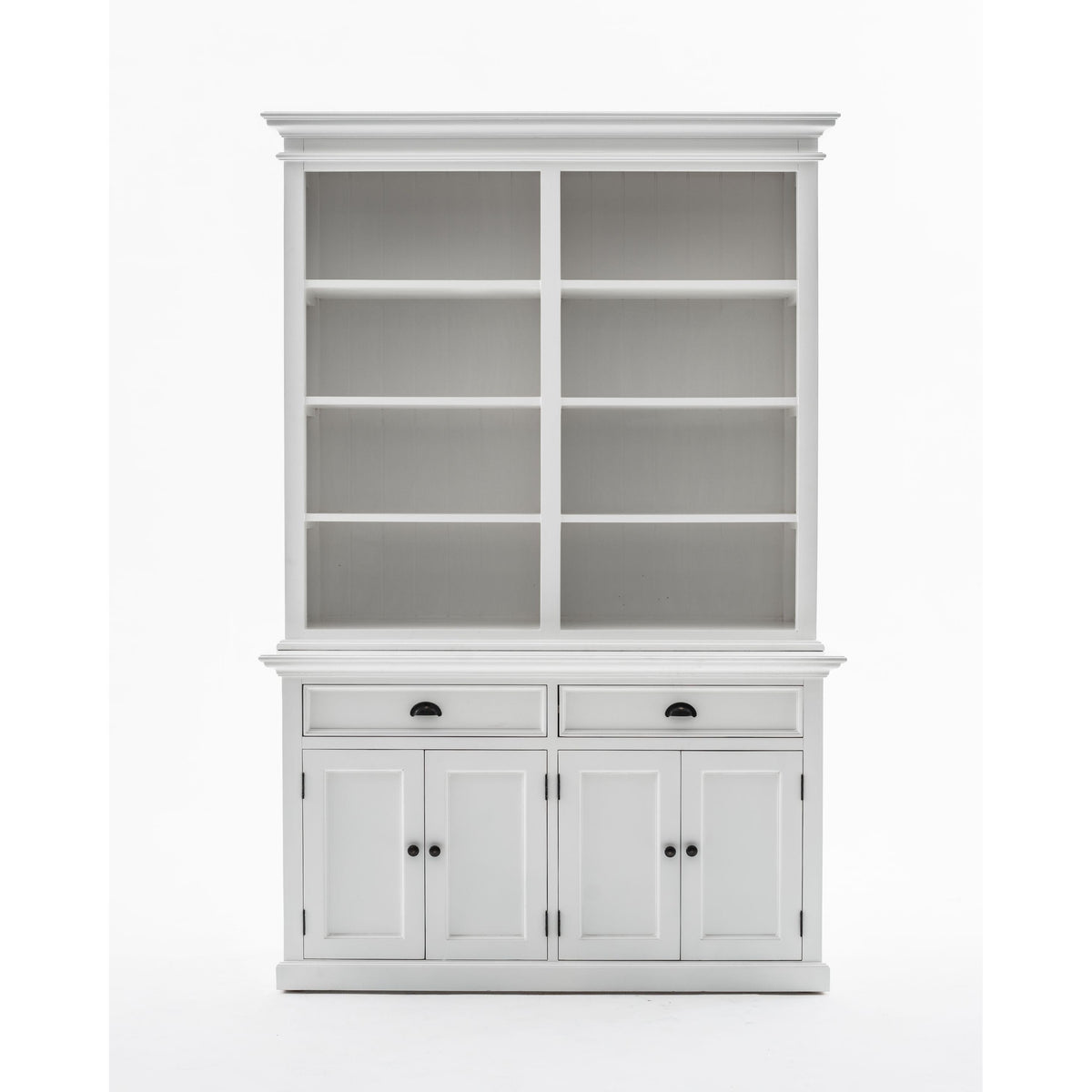 NovaSolo Halifax 57" Classic White Mahogany Hutch Cabinet With 4 Doors & 8 Shelves
