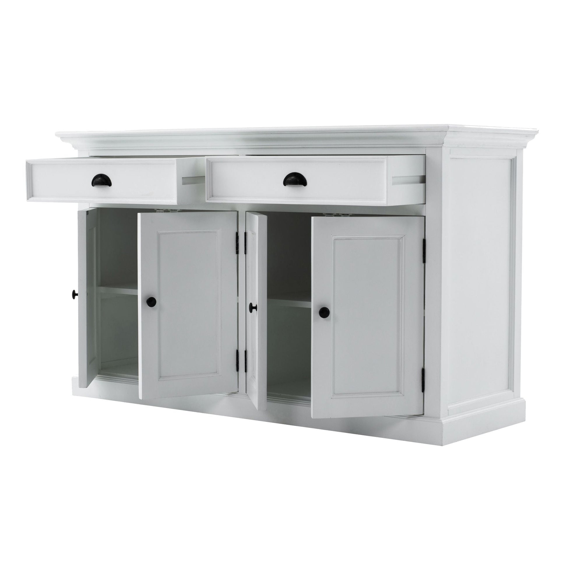 NovaSolo Halifax 57" Classic White Mahogany Hutch Cabinet With 4 Doors & 8 Shelves