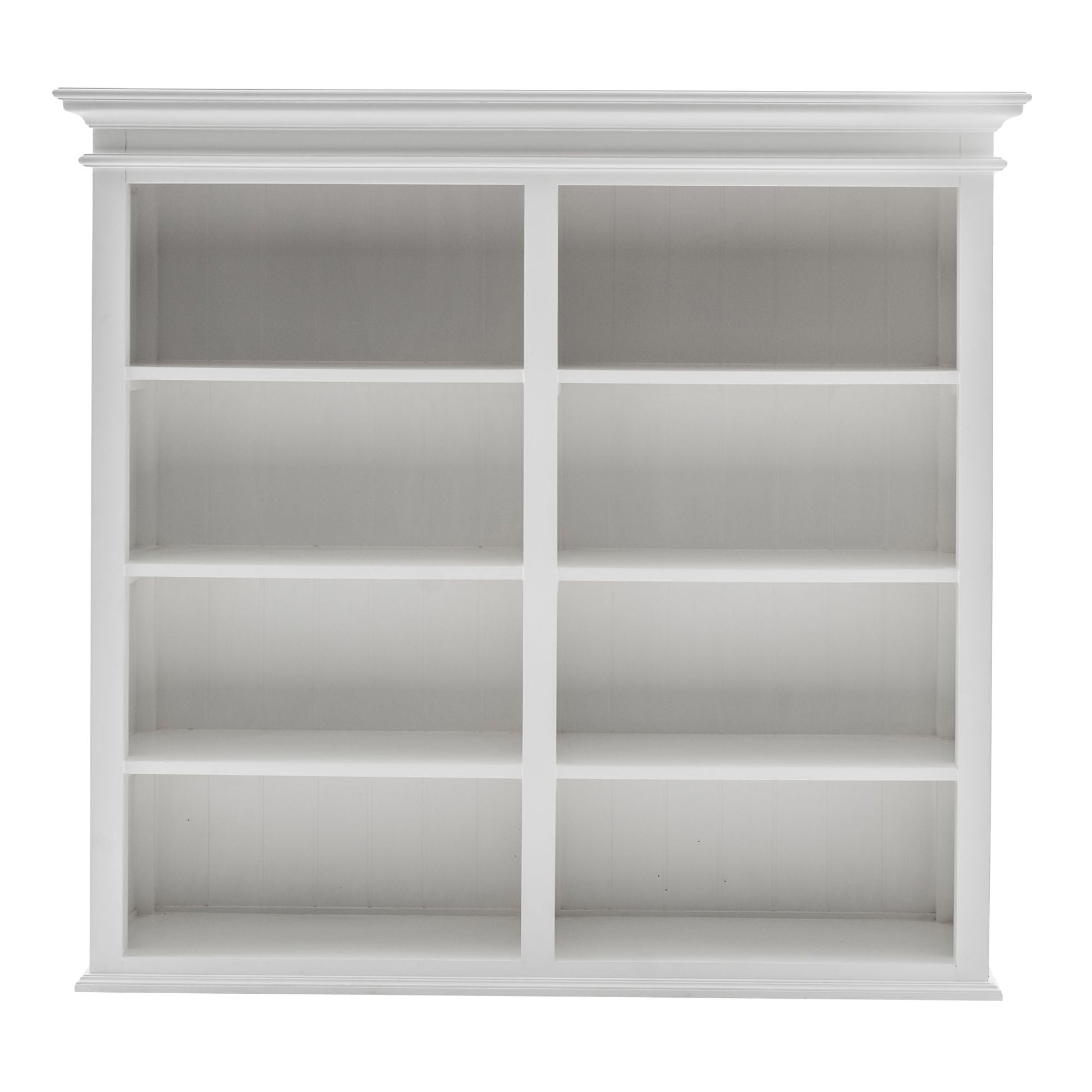 NovaSolo Halifax 57" Classic White Mahogany Hutch Cabinet With 4 Doors & 8 Shelves