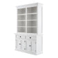 NovaSolo Halifax 57" Classic White Mahogany Hutch Cabinet With 4 Doors & 8 Shelves