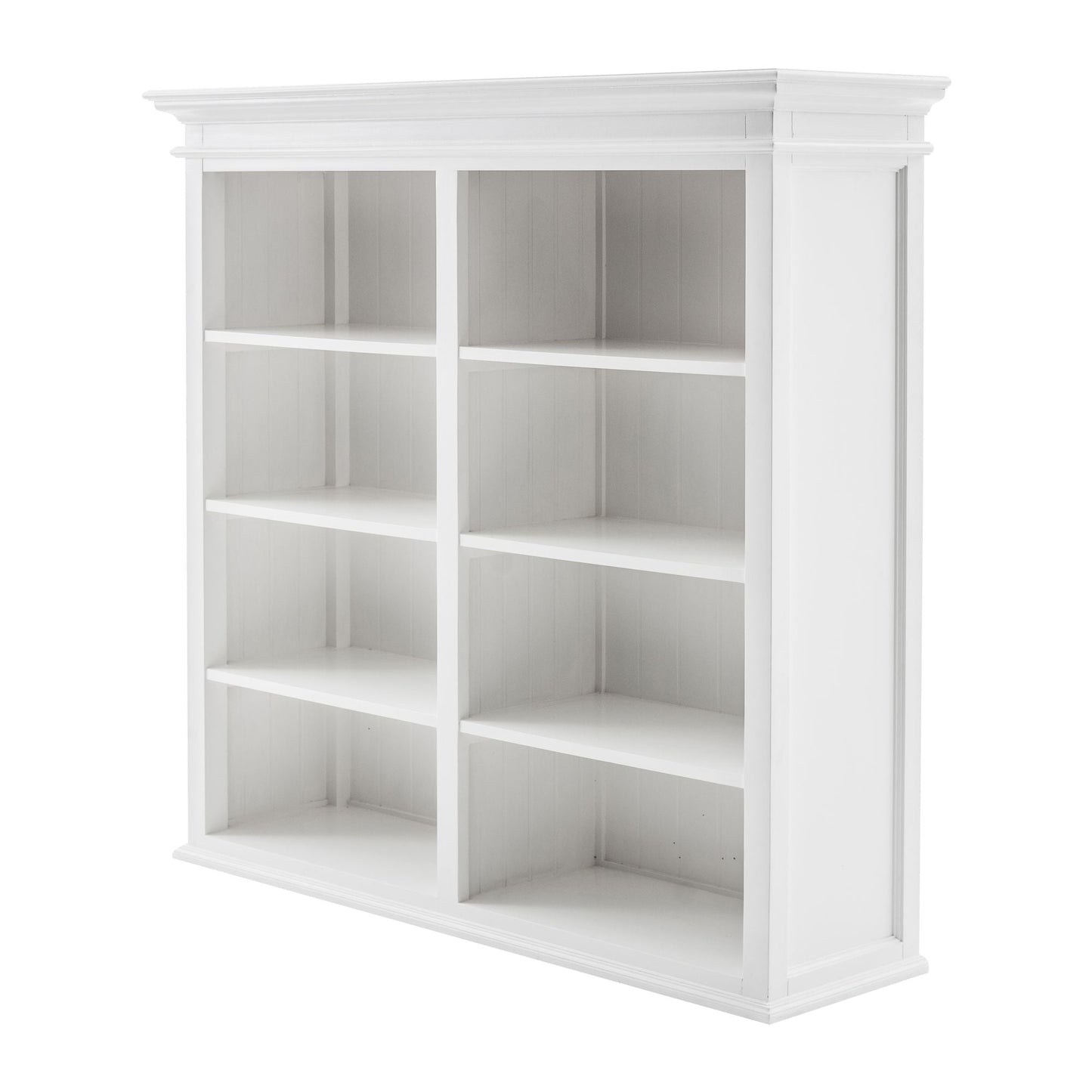 NovaSolo Halifax 57" Classic White Mahogany Hutch Cabinet With 4 Doors & 8 Shelves