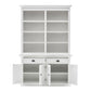 NovaSolo Halifax 57" Classic White Mahogany Hutch Cabinet With 4 Doors & 8 Shelves