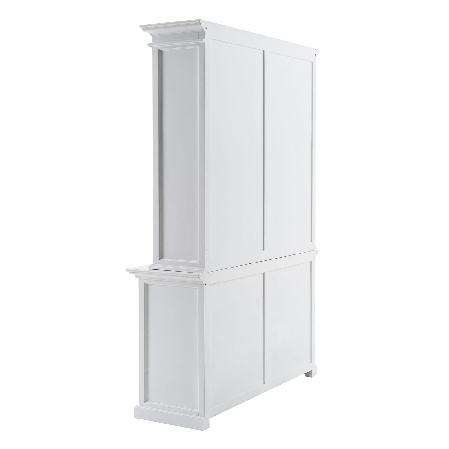 NovaSolo Halifax 57" Classic White Mahogany Hutch Cabinet With 4 Doors & 8 Shelves