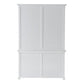 NovaSolo Halifax 57" Classic White Mahogany Hutch Cabinet With 4 Doors & 8 Shelves