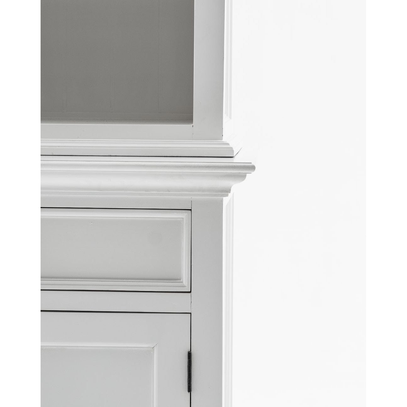 NovaSolo Halifax 57" Classic White Mahogany Hutch Cabinet With 4 Doors & 8 Shelves