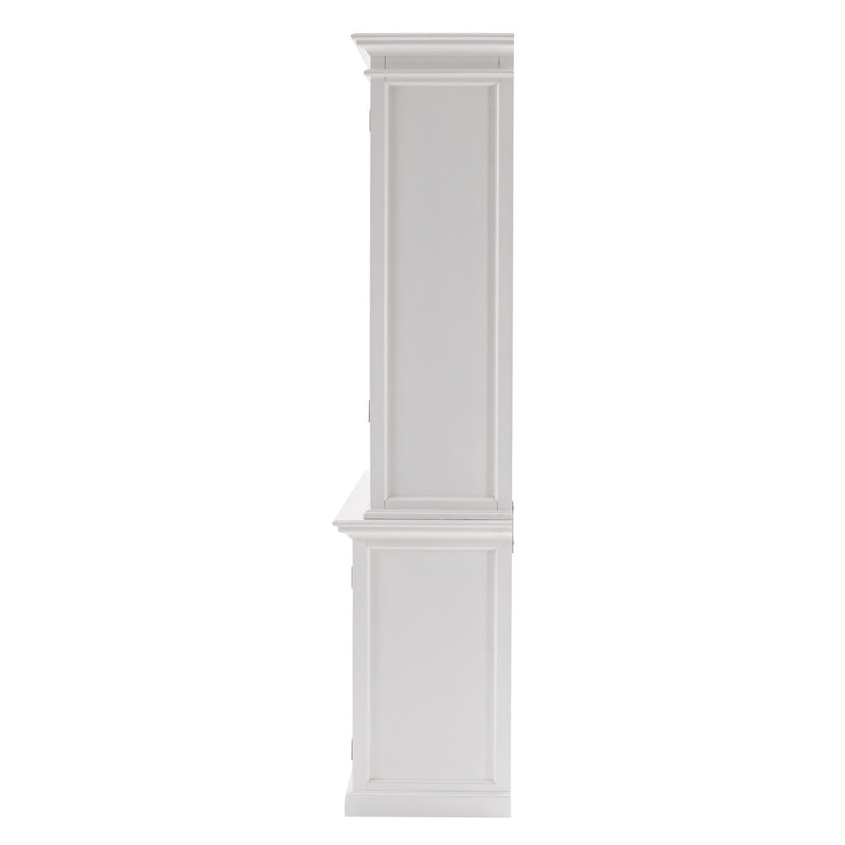 NovaSolo Halifax 57" x 87" White Mahogany Wood Kitchen Hutch Cabinet With Drawers And Glass Doors