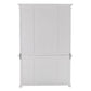 NovaSolo Halifax 57" x 87" White Mahogany Wood Kitchen Hutch Cabinet With Drawers And Glass Doors