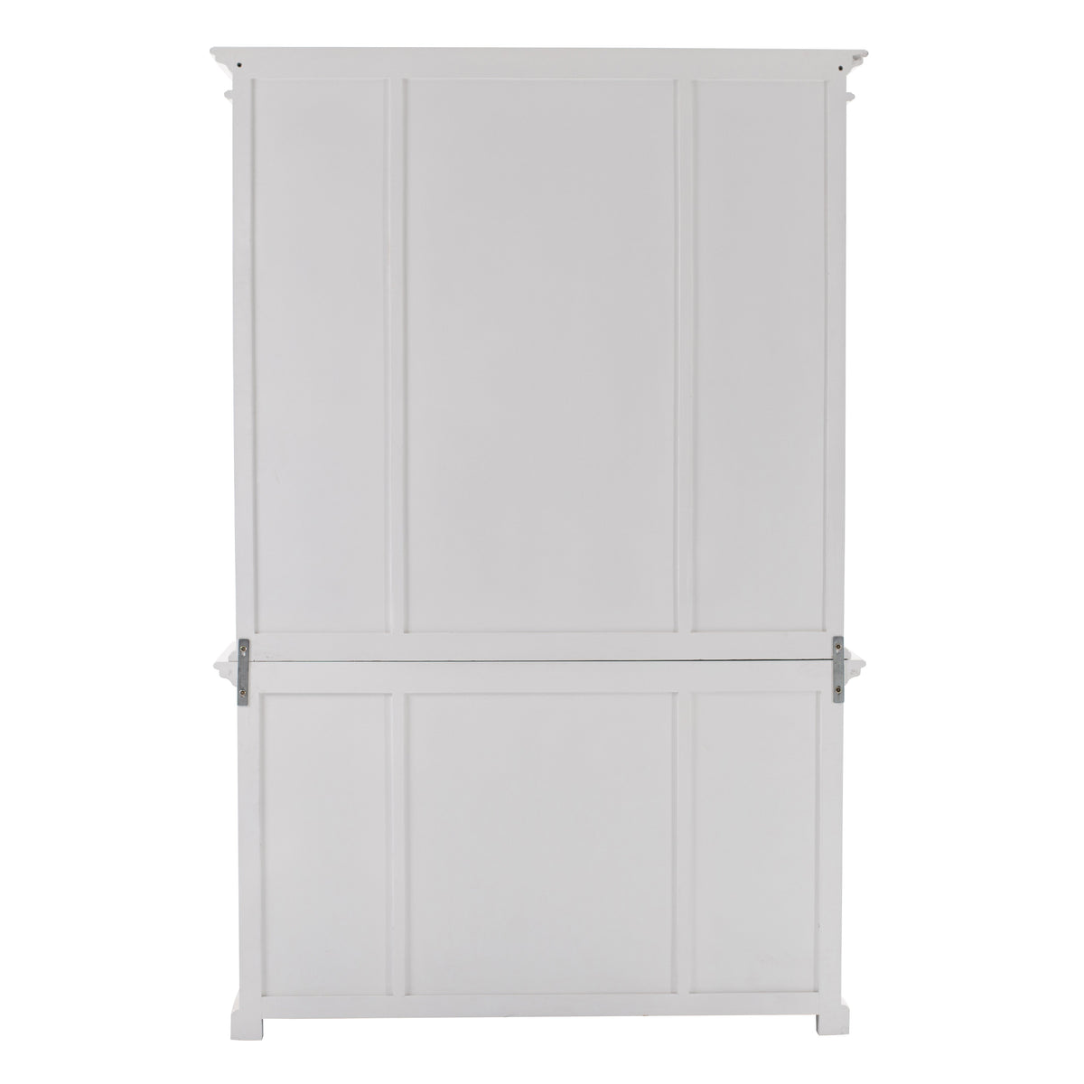 NovaSolo Halifax 57" x 87" White Mahogany Wood Kitchen Hutch Cabinet With Drawers And Glass Doors