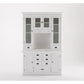 NovaSolo Halifax 57" x 87" White Mahogany Wood Kitchen Hutch Cabinet With Drawers And Glass Doors