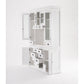 NovaSolo Halifax 57" x 87" White Mahogany Wood Kitchen Hutch Cabinet With Drawers And Glass Doors