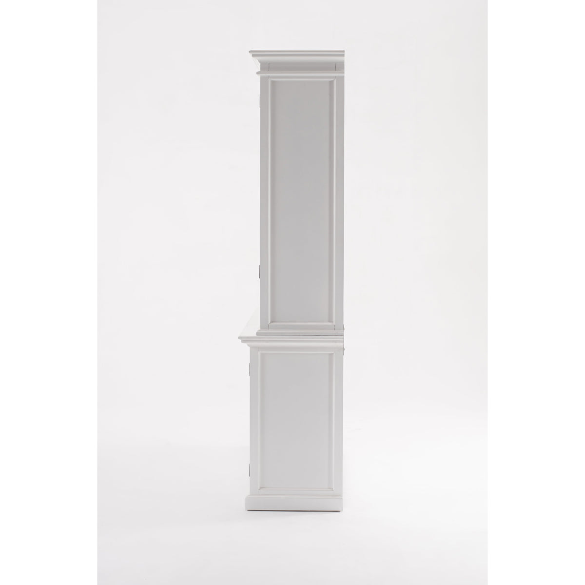 NovaSolo Halifax 57" x 87" White Mahogany Wood Kitchen Hutch Cabinet With Drawers And Glass Doors