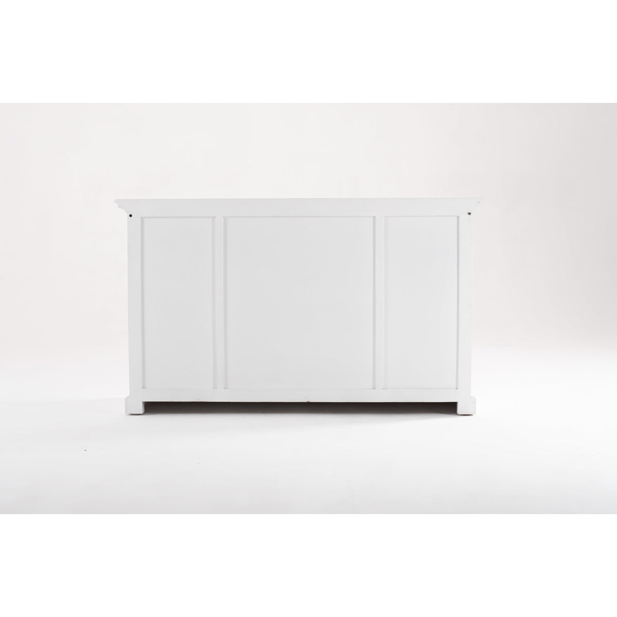 NovaSolo Halifax 57" x 87" White Mahogany Wood Kitchen Hutch Cabinet With Drawers And Glass Doors