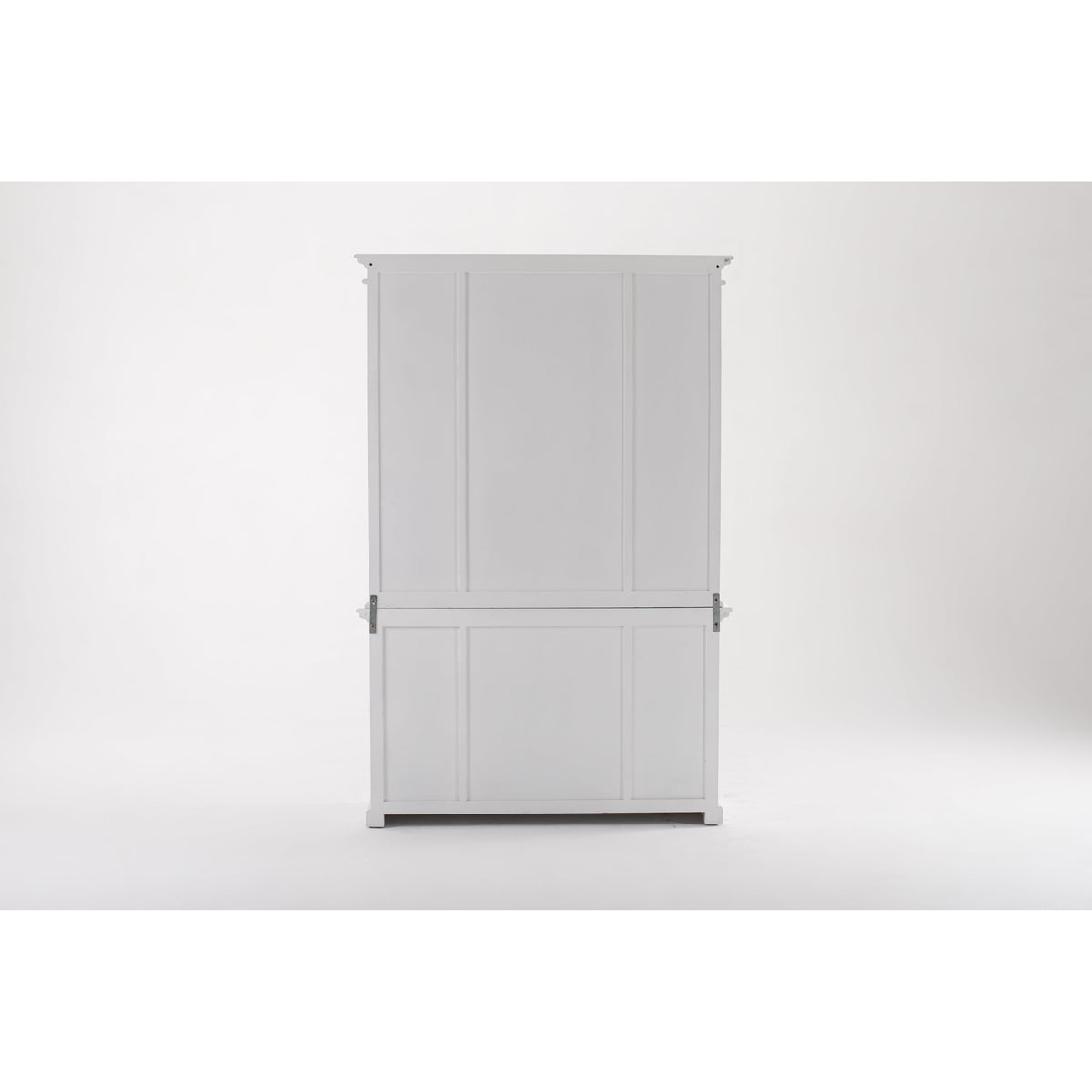 NovaSolo Halifax 57" x 87" White Mahogany Wood Kitchen Hutch Cabinet With Drawers And Glass Doors