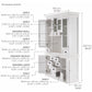 NovaSolo Halifax 57" x 87" White Mahogany Wood Kitchen Hutch Cabinet With Drawers And Glass Doors