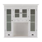 NovaSolo Halifax 57" x 87" White Mahogany Wood Kitchen Hutch Cabinet With Drawers And Glass Doors