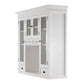 NovaSolo Halifax 57" x 87" White Mahogany Wood Kitchen Hutch Cabinet With Drawers And Glass Doors