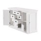 NovaSolo Halifax 57" x 87" White Mahogany Wood Kitchen Hutch Cabinet With Drawers And Glass Doors