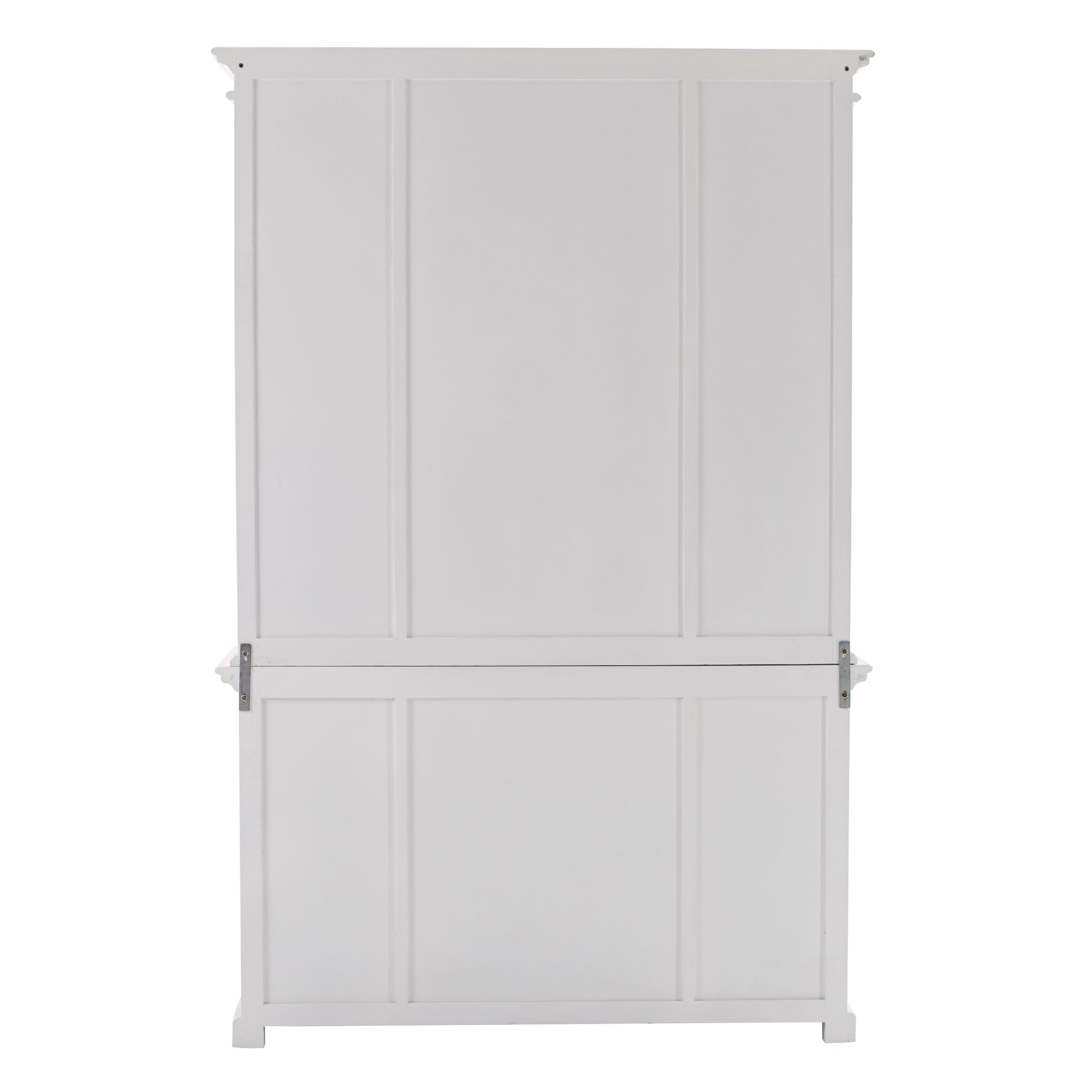 NovaSolo Halifax 57" x 87" White Mahogany Wood Kitchen Hutch Cabinet With Drawers And Glass Doors