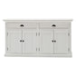 NovaSolo Halifax 63" Classic White Mahogany Bookcase Hutch Cabinet With 4 Doors & 8 Shelves