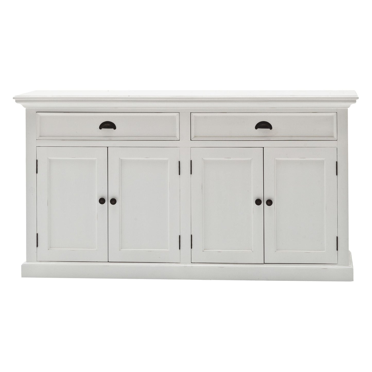 NovaSolo Halifax 63" Classic White Mahogany Bookcase Hutch Cabinet With 4 Doors & 8 Shelves