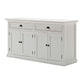 NovaSolo Halifax 63" Classic White Mahogany Bookcase Hutch Cabinet With 4 Doors & 8 Shelves