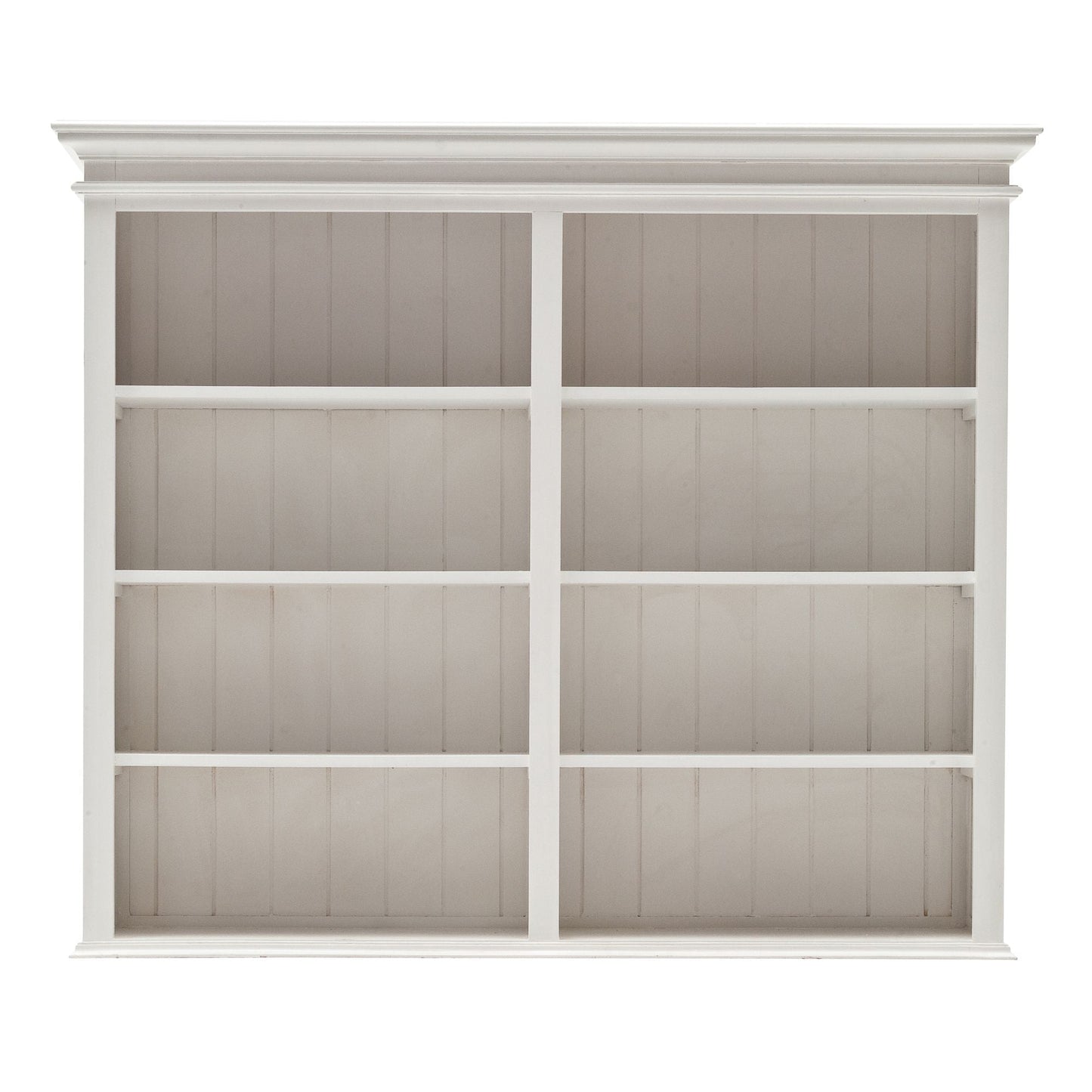 NovaSolo Halifax 63" Classic White Mahogany Bookcase Hutch Cabinet With 4 Doors & 8 Shelves