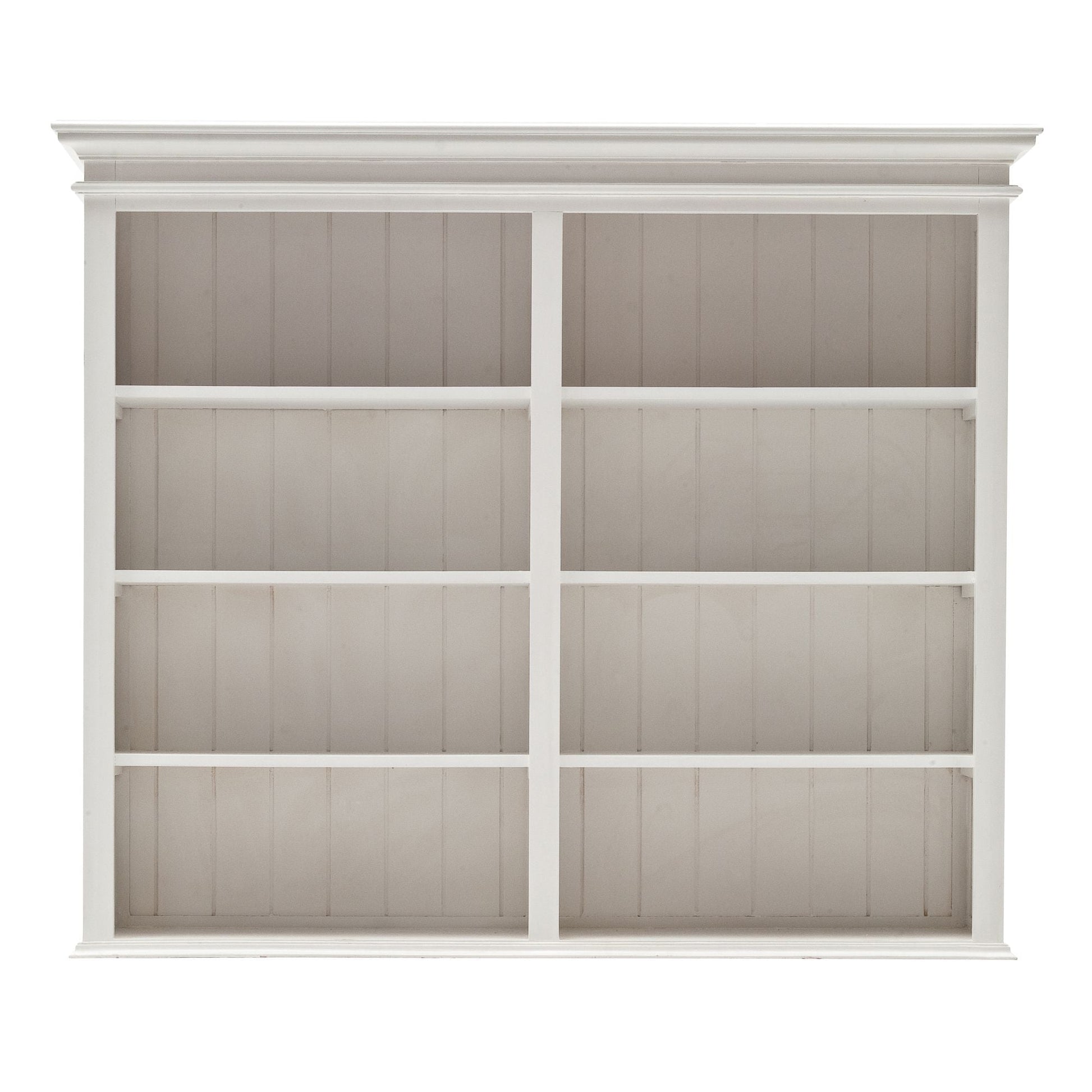 NovaSolo Halifax 63" Classic White Mahogany Bookcase Hutch Cabinet With 4 Doors & 8 Shelves