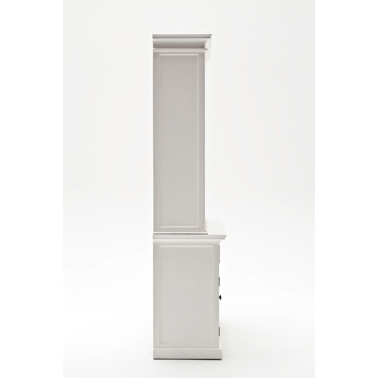 NovaSolo Halifax 63" Classic White Mahogany Bookcase Hutch Cabinet With 4 Doors & 8 Shelves