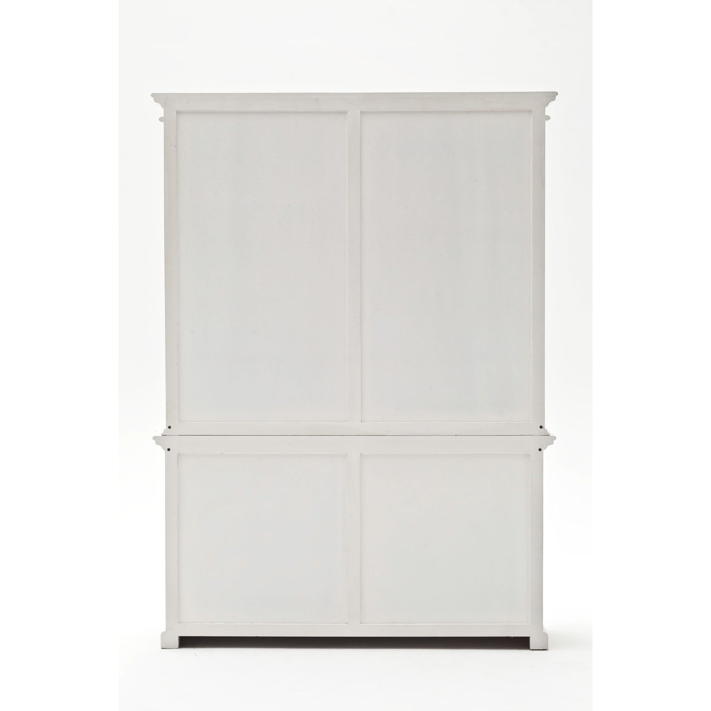 NovaSolo Halifax 63" Classic White Mahogany Bookcase Hutch Cabinet With 4 Doors & 8 Shelves