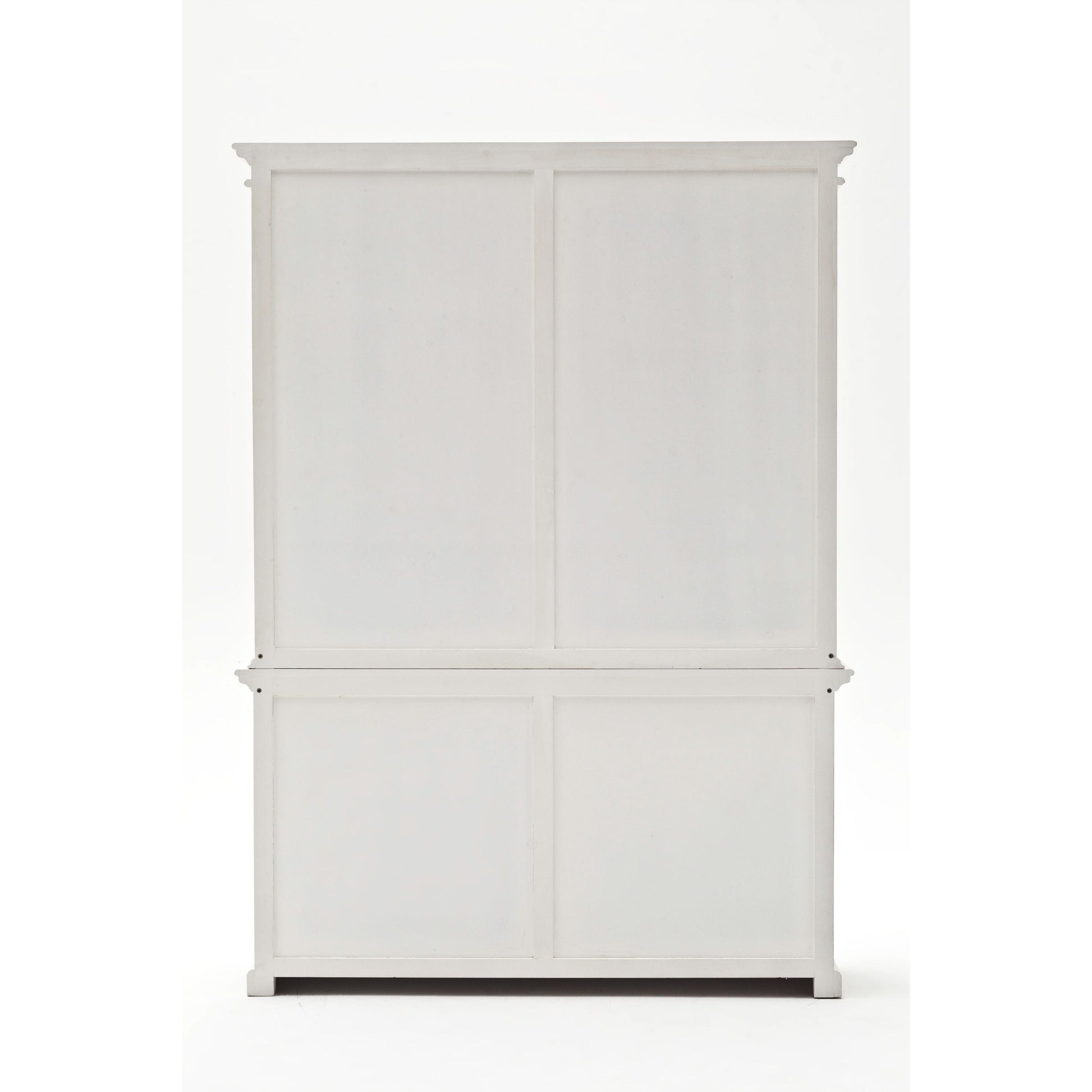 NovaSolo Halifax 63" Classic White Mahogany Bookcase Hutch Cabinet With 4 Doors & 8 Shelves