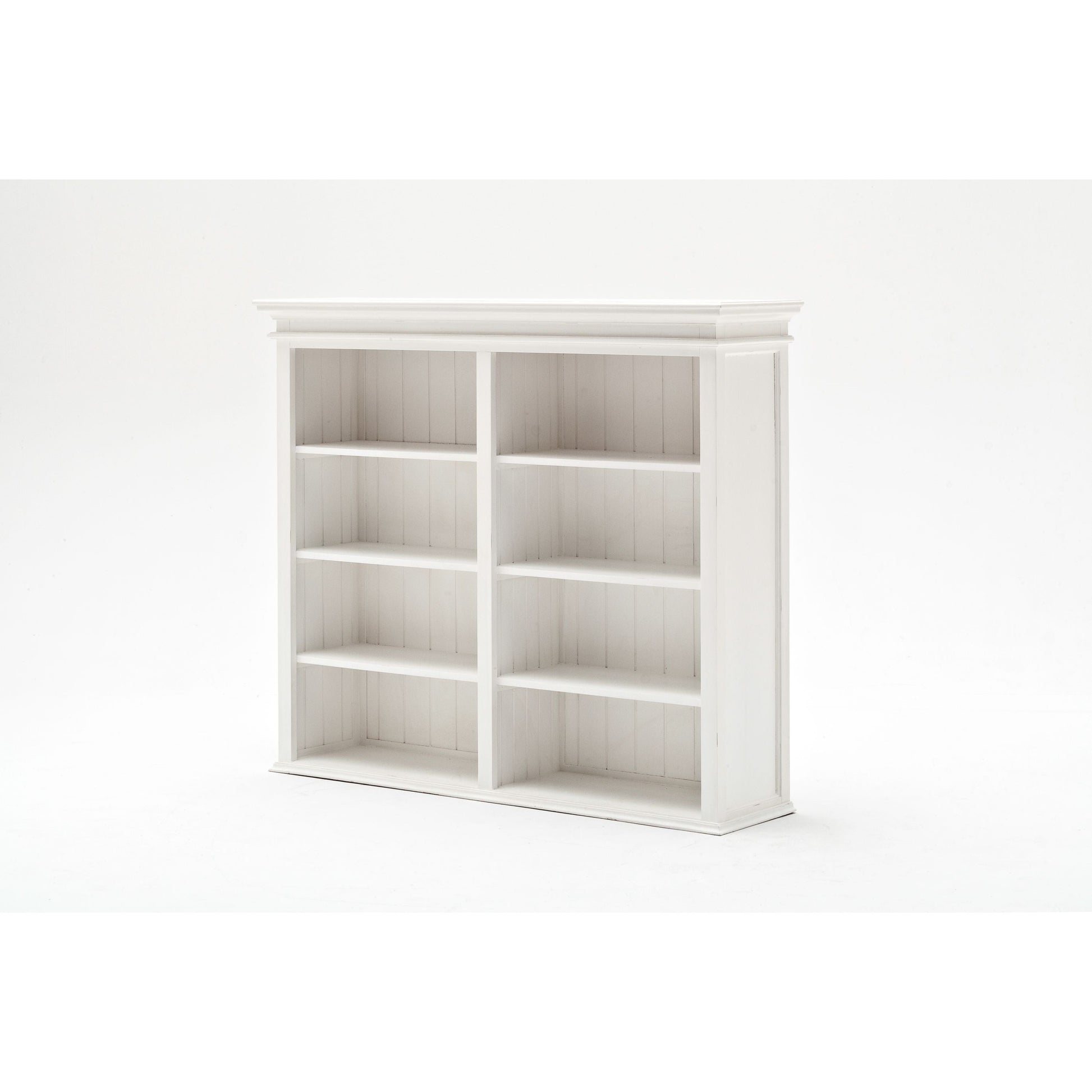 NovaSolo Halifax 63" Classic White Mahogany Bookcase Hutch Cabinet With 4 Doors & 8 Shelves