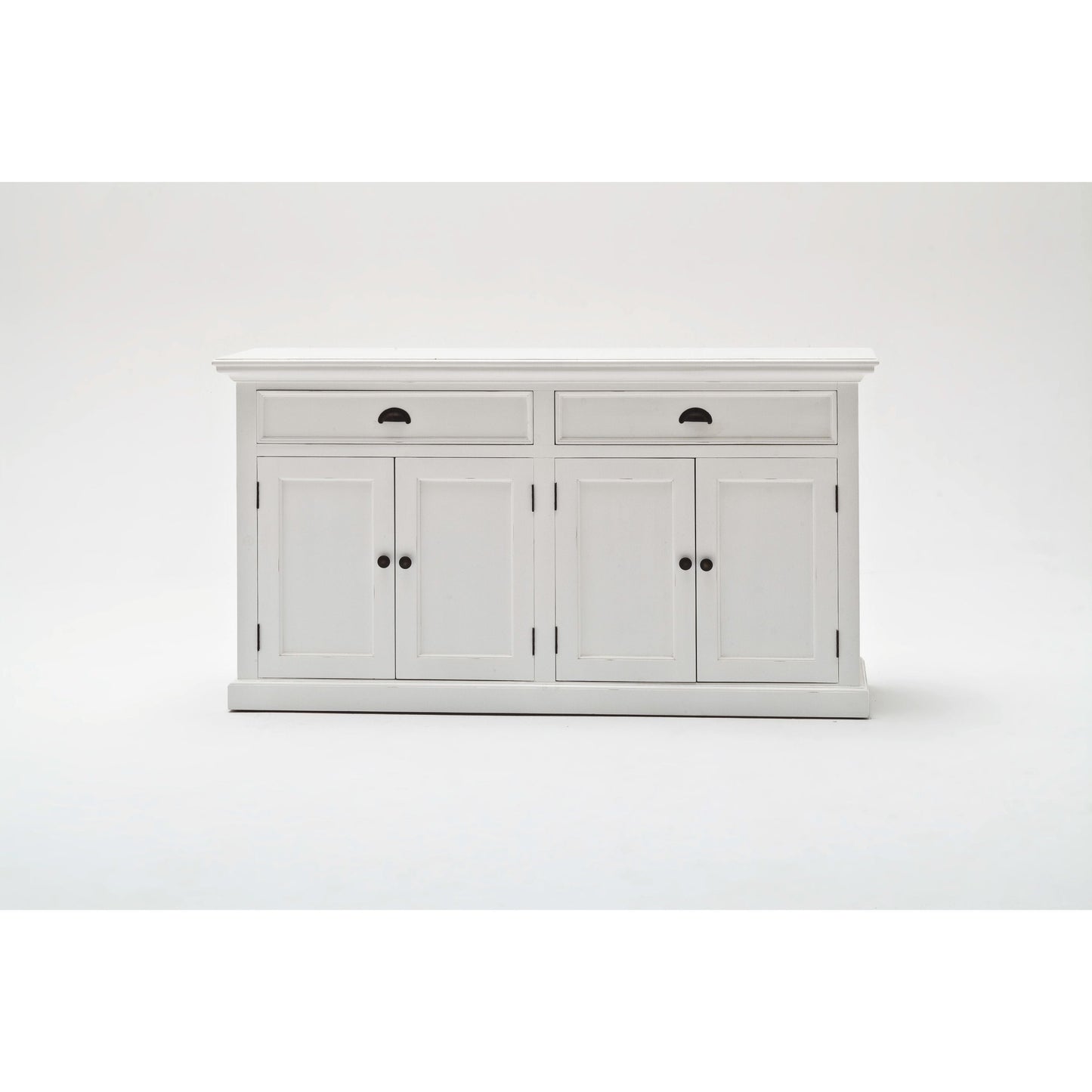 NovaSolo Halifax 63" Classic White Mahogany Bookcase Hutch Cabinet With 4 Doors & 8 Shelves