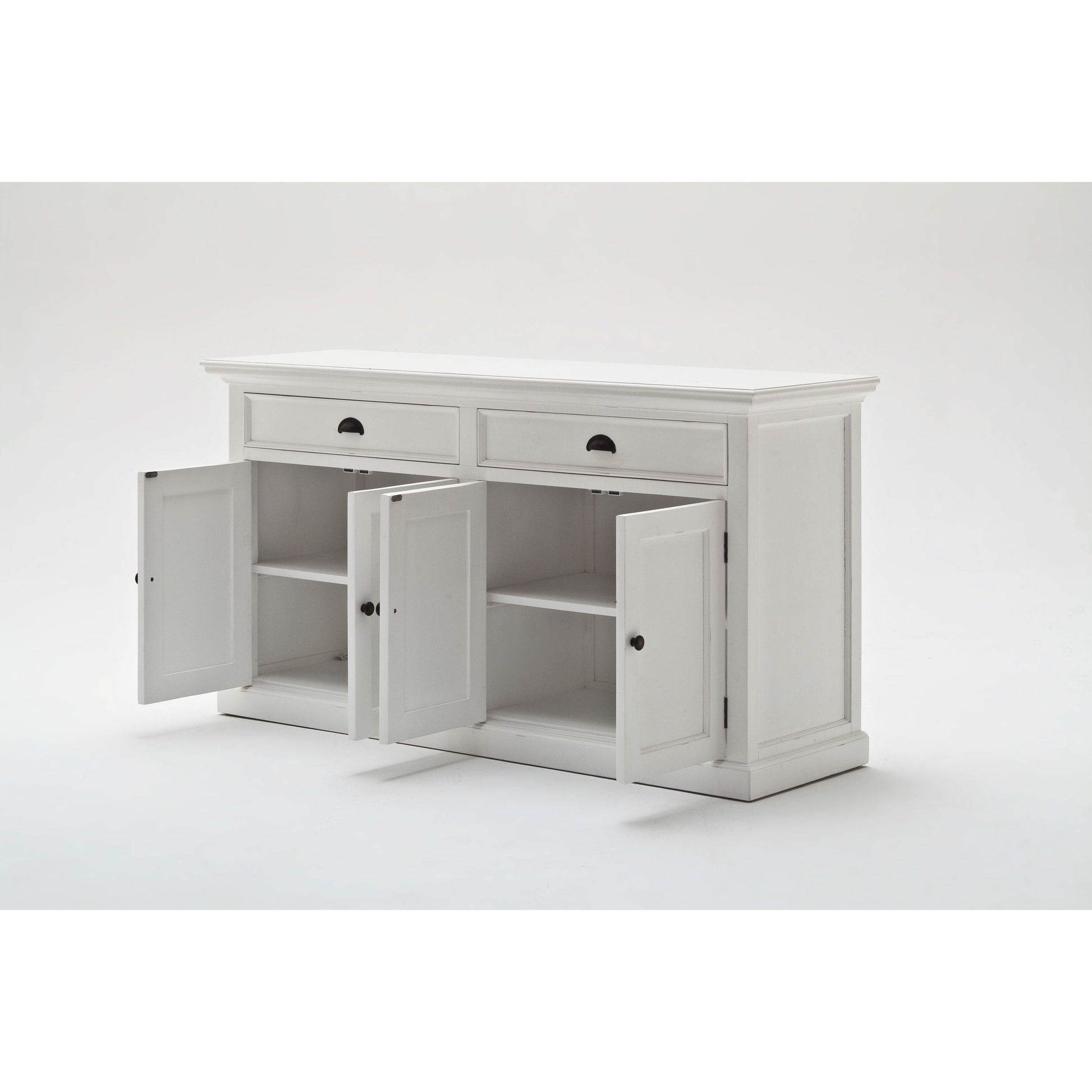 NovaSolo Halifax 63" Classic White Mahogany Bookcase Hutch Cabinet With 4 Doors & 8 Shelves