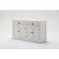 NovaSolo Halifax 63" Classic White Mahogany Bookcase Hutch Cabinet With 4 Doors & 8 Shelves