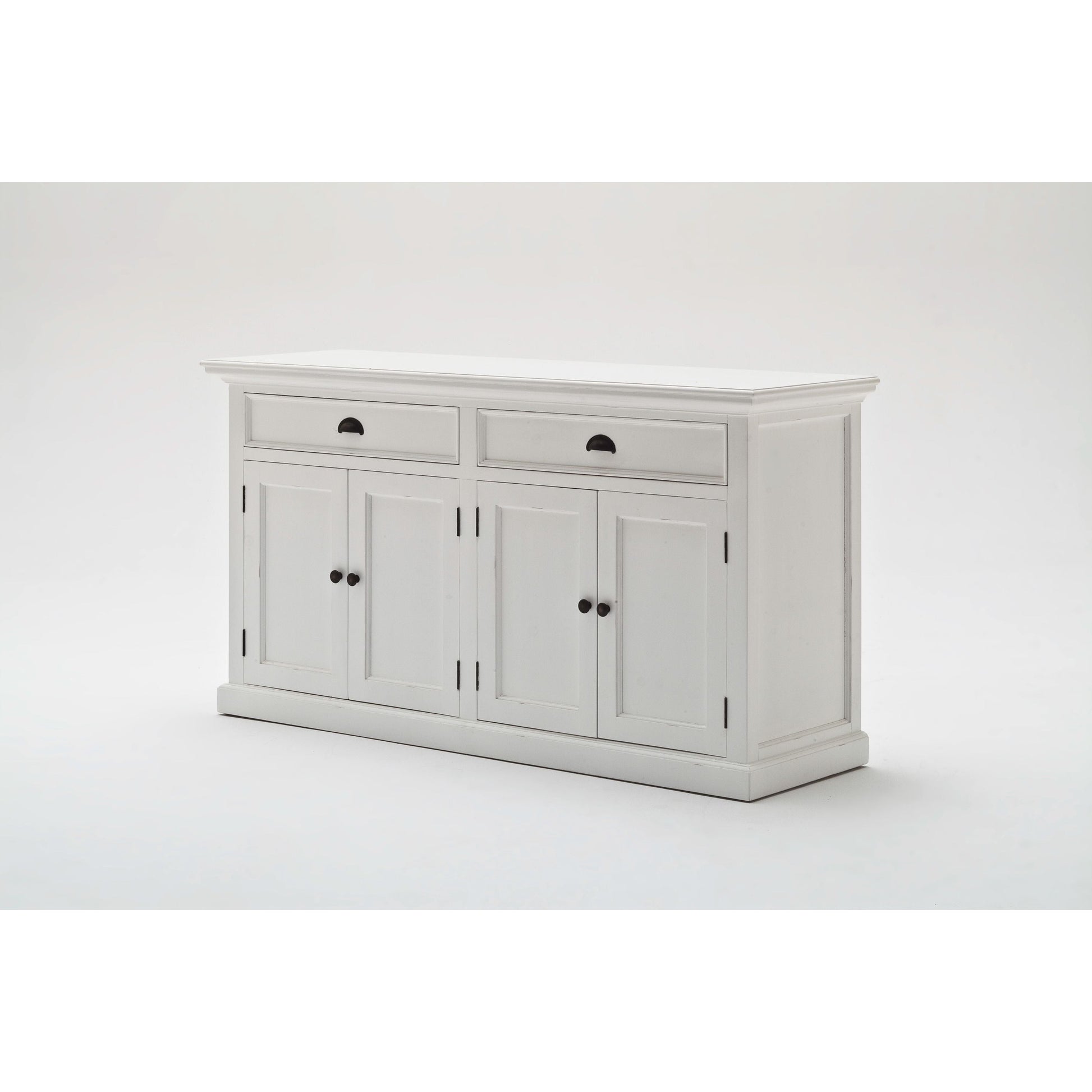 NovaSolo Halifax 63" Classic White Mahogany Bookcase Hutch Cabinet With 4 Doors & 8 Shelves