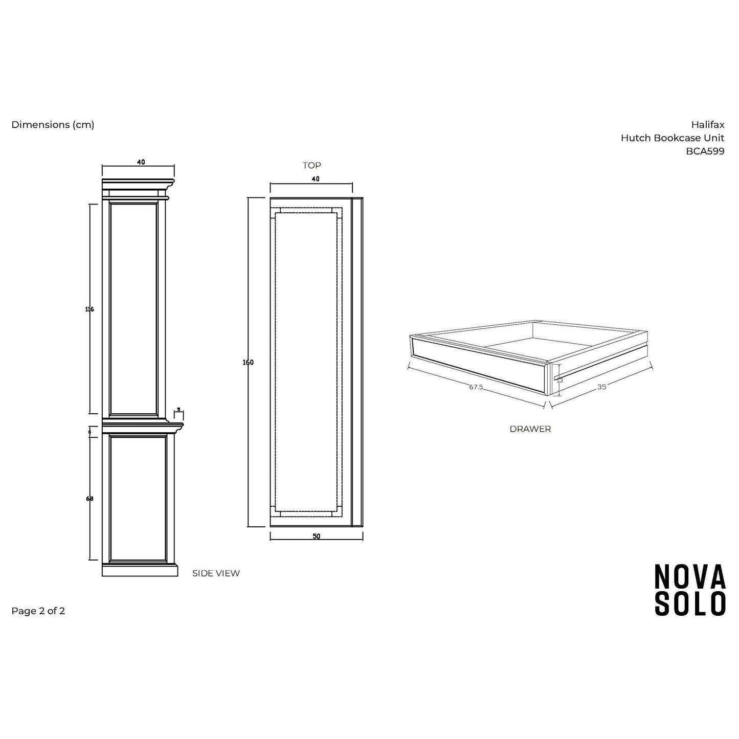 NovaSolo Halifax 63" Classic White Mahogany Bookcase Hutch Cabinet With 4 Doors & 8 Shelves