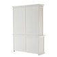 NovaSolo Halifax 63" Classic White Mahogany Bookcase Hutch Cabinet With 4 Doors & 8 Shelves