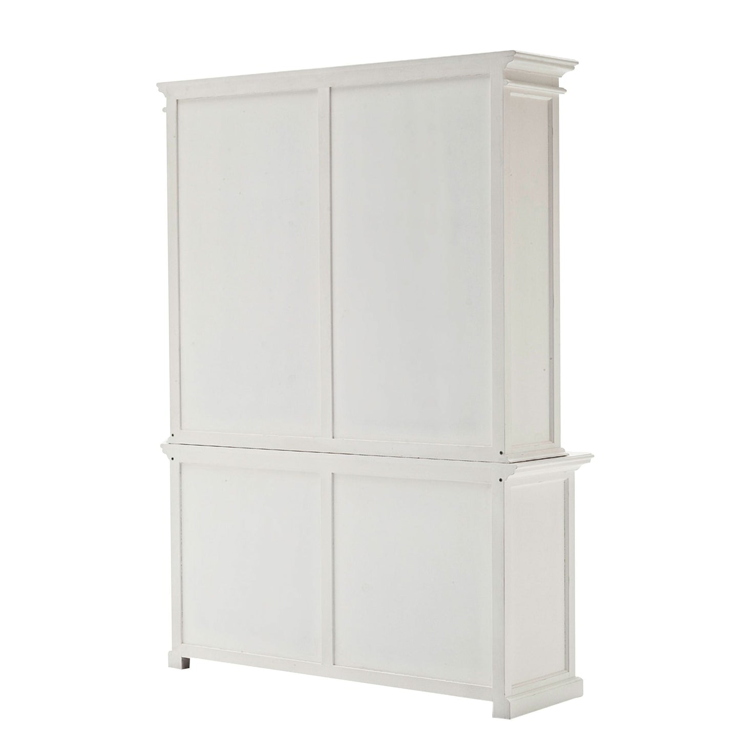 NovaSolo Halifax 63" Classic White Mahogany Bookcase Hutch Cabinet With 4 Doors & 8 Shelves