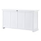 NovaSolo Halifax 63" Classic White Mahogany Buffet With 4 Drawers & 4 Rattan Baskets