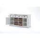 NovaSolo Halifax 63" Classic White Mahogany Buffet With 4 Drawers & 4 Rattan Baskets