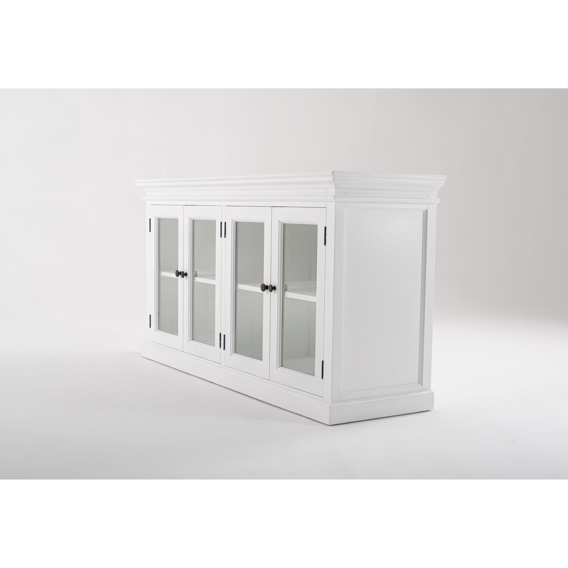 NovaSolo Halifax 64" Classic White Mahogany Buffet With 4 Glass Doors