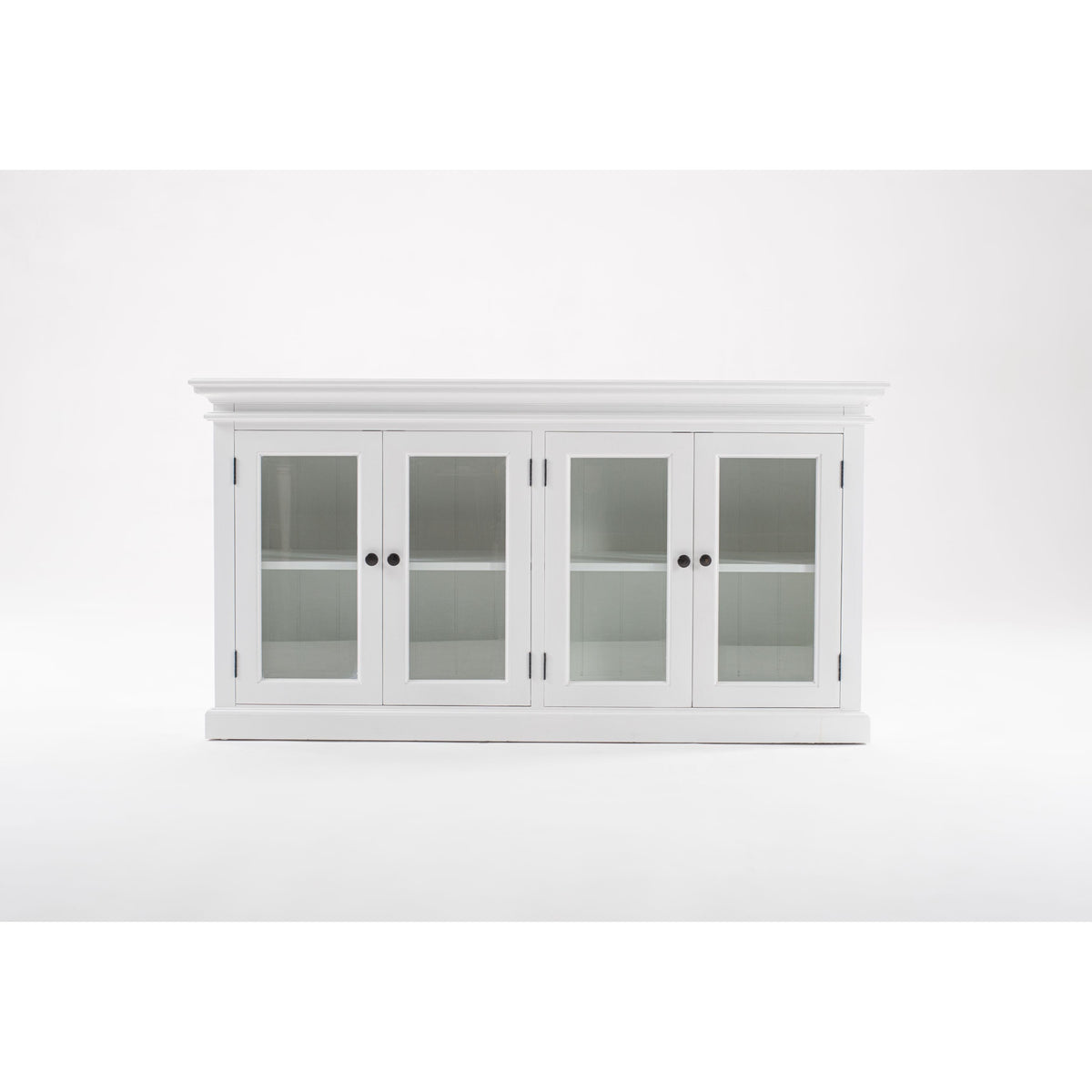 NovaSolo Halifax 64" Classic White Mahogany Buffet With 4 Glass Doors