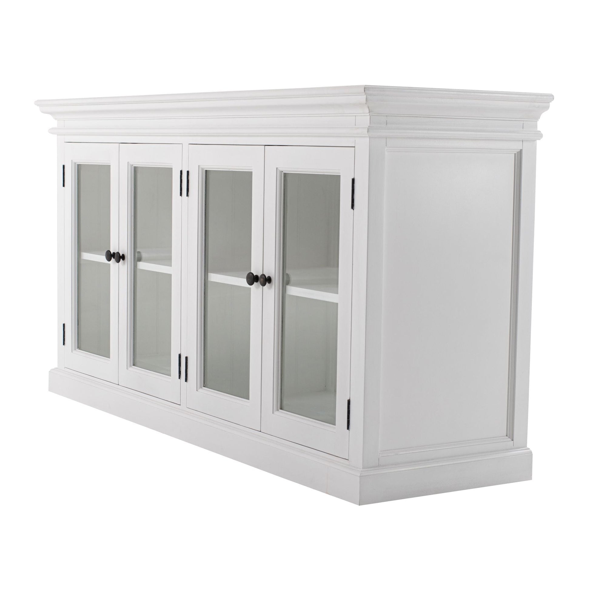 NovaSolo Halifax 64" Classic White Mahogany Buffet With 4 Glass Doors