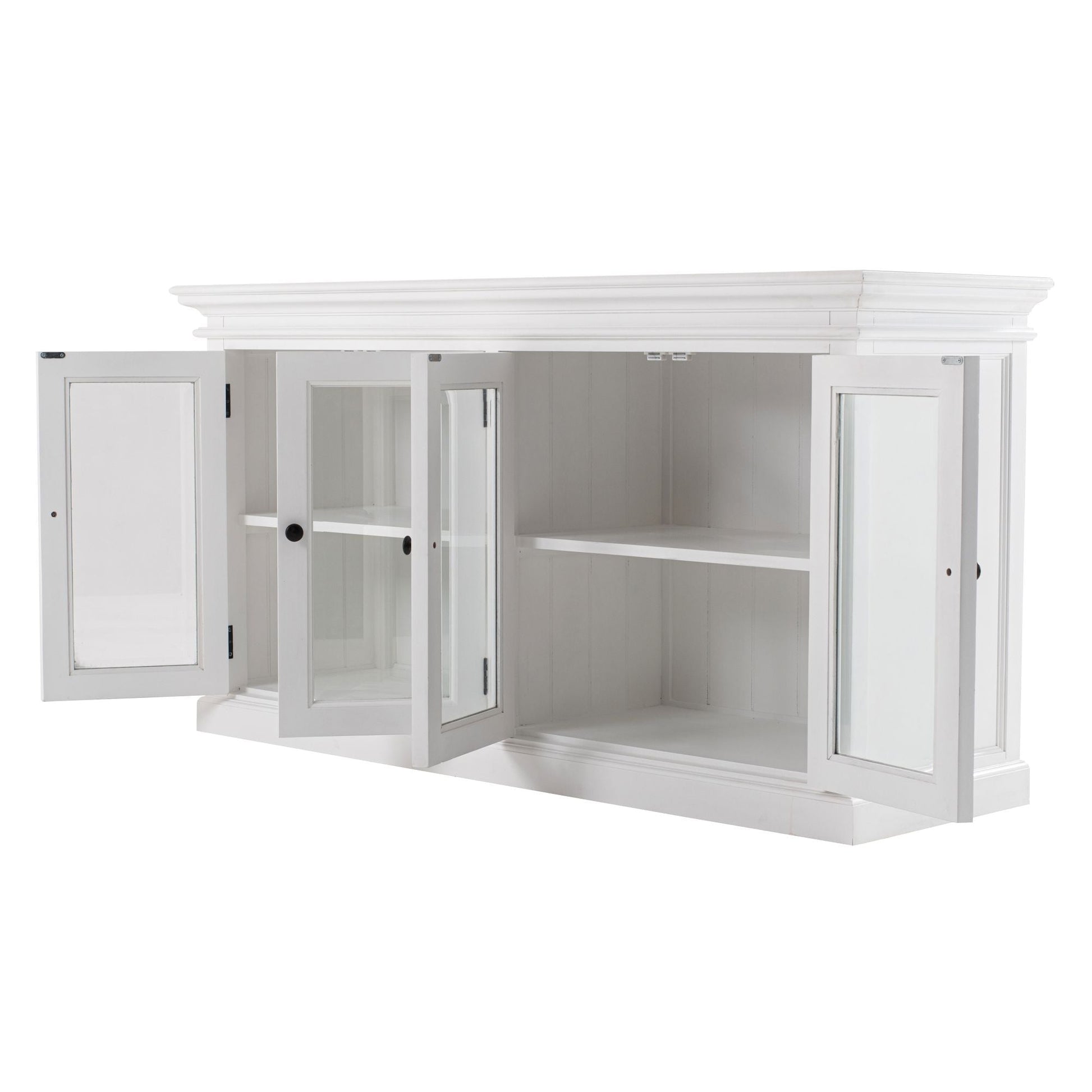 NovaSolo Halifax 64" Classic White Mahogany Buffet With 4 Glass Doors