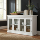 NovaSolo Halifax 64" Classic White Mahogany Buffet With 4 Glass Doors