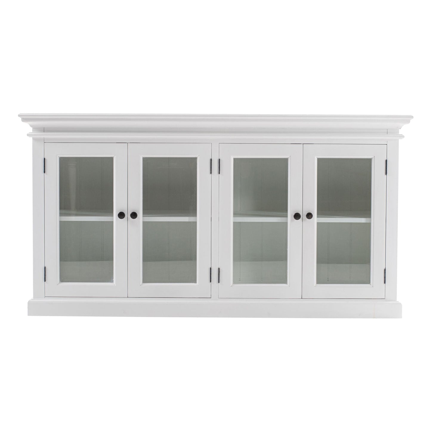 NovaSolo Halifax 64" Classic White Mahogany Buffet With 4 Glass Doors