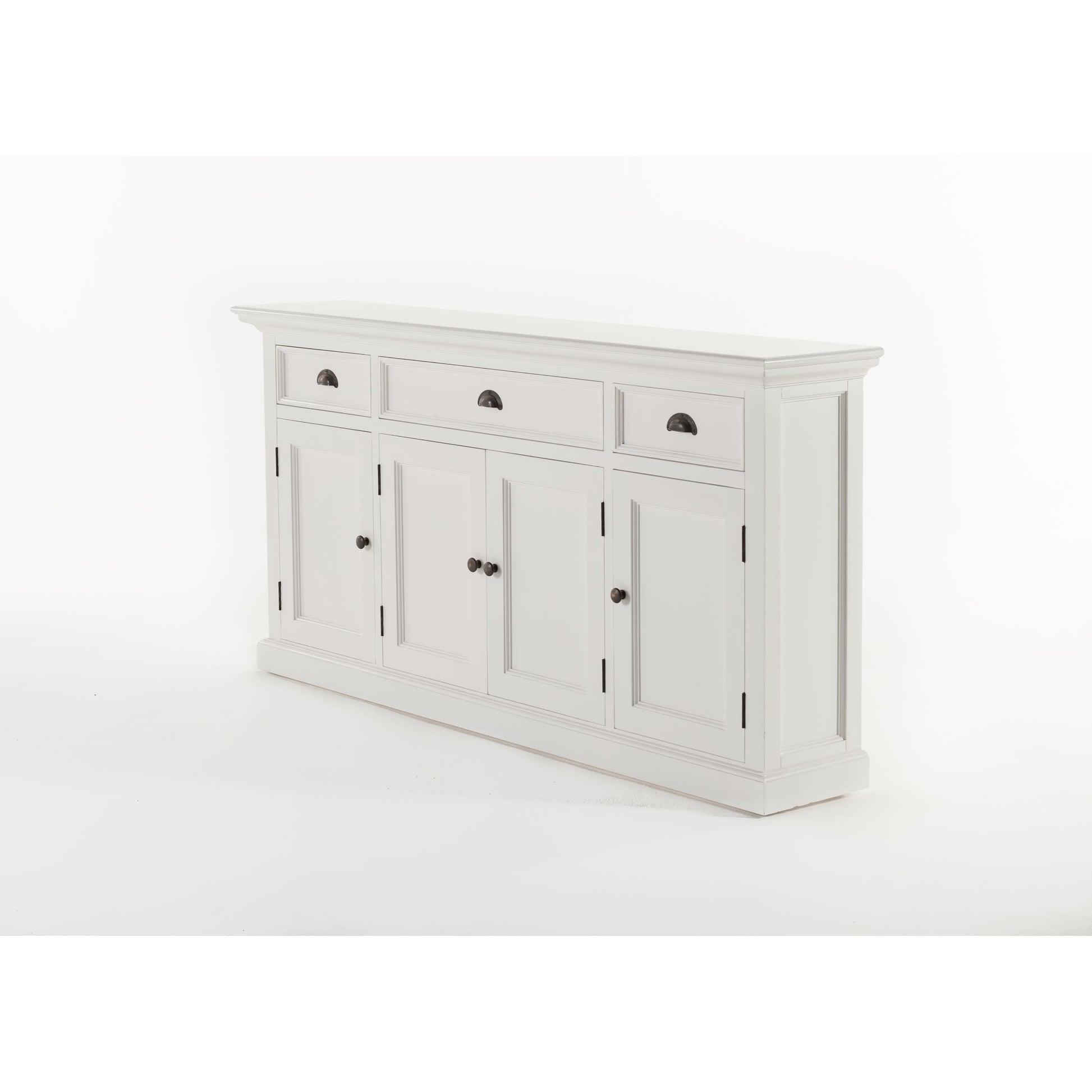 NovaSolo Halifax 65" Classic White Mahogany Buffet With 4 Doors & 3 Drawers